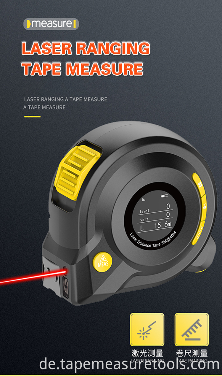 3 in 1 Multifunktions-Laser-Distanz-Maßband 40M Laser-Distanz 5m-Maßband mit LCD-Display